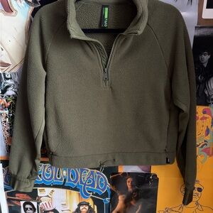 Olive Quarter-Zip Fleece Pullover